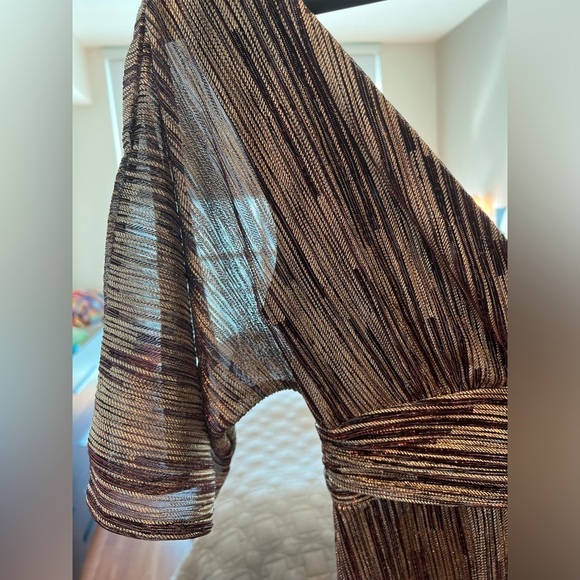 NWT Lilly Pulitzer  PARIGI MAXI DRESS IN GOLD METALLIC ROPE STRIPE BERRY CRINKLE - Picture 10 of 16